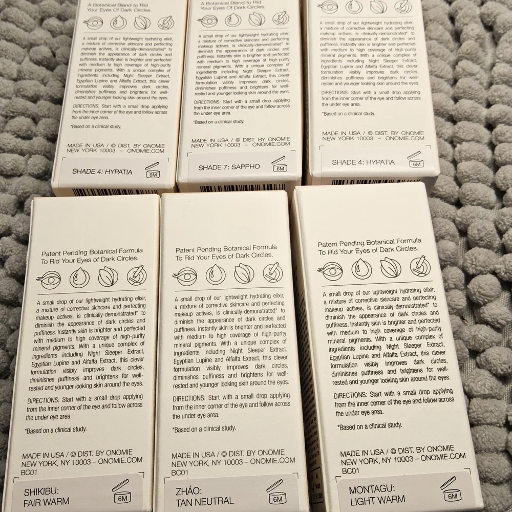 New in Box Bundle of Onomi Bright Concealing Elixir 6 different shades